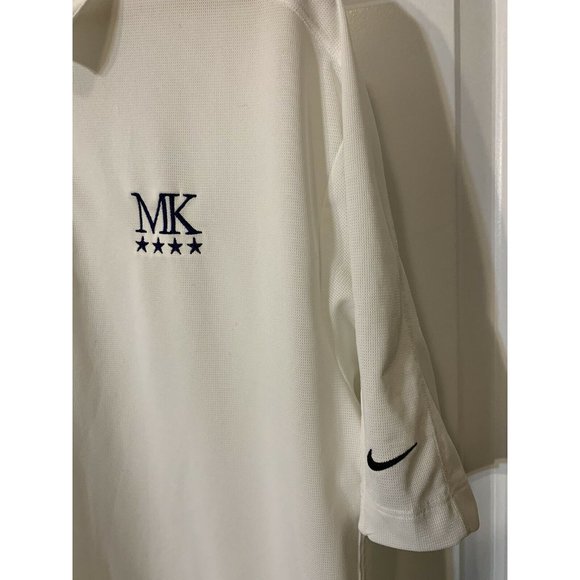 NIKE GOLF DRI-FIT‎ SHORT SLEEVE White Black POLO SHIRT MENS Sz XL MK Logo - Picture 5 of 8